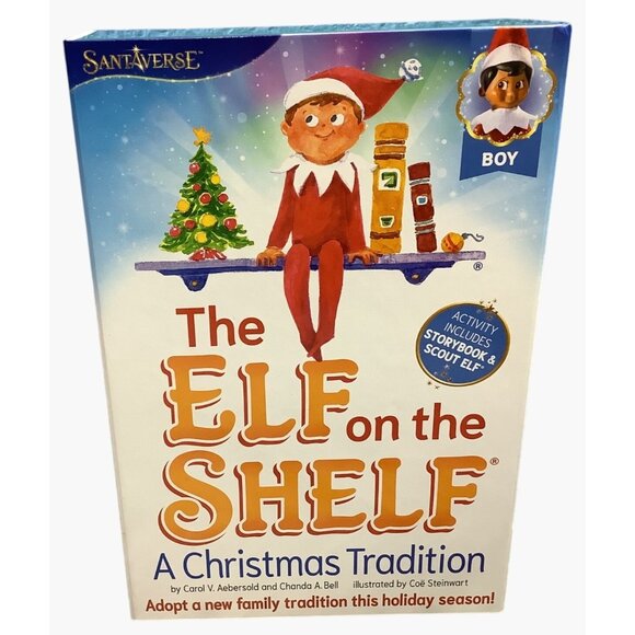 The Elf On The Shelf A Christmas Tradition Dark Tone Skin Boy With Book - Picture 3 of 6